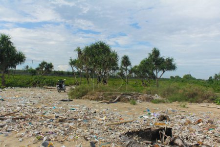 Téléchargez les photos : Beaucoup de déchets sur la plage - en image libre de droit