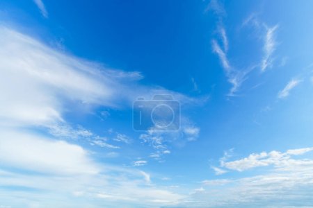 Photo for Beautiful airatmosphere bright blue sky background abstract clear texture with white clouds. - Royalty Free Image