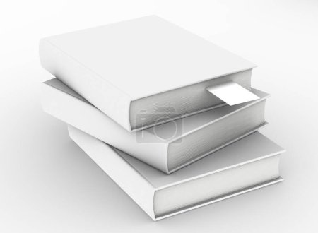 template empty book mockup set white background , 3D rendering