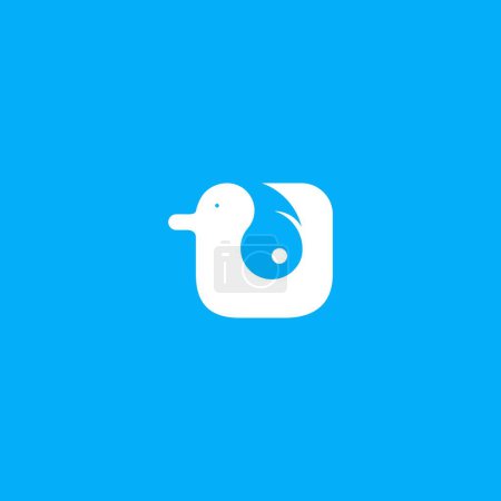 Ilustración de Creative bold square white duck logo identity - Imagen libre de derechos
