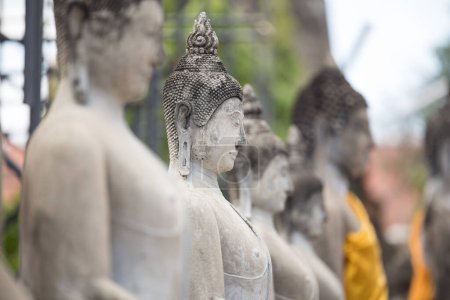 Téléchargez les photos : Foyer sélectif de belles statues de Bouddha du bouddhisme au temple en Thaïlande. - en image libre de droit