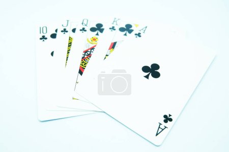 Photo for Clubs Royal Flush on white background - Royalty Free Image