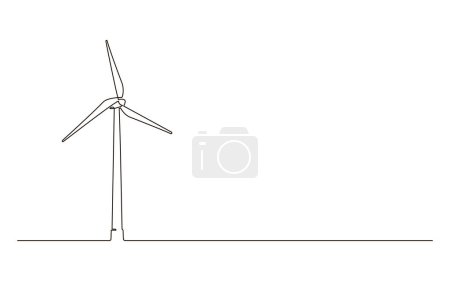 éolienne éolienne alternative énergie verte continue une ligne icône dessin. Illustration vectorielle de concept d'énergie renouvelable dans le style doodle. Signe de ligne de contour pour l'innovation, la conception environnementale