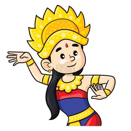 Illustration for Illustration of cute cartoon of traditional dancer. - Royalty Free Image