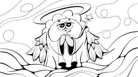 Foto de Ilustración en línea estilo cómic personaje de dibujos animados dumpling angel. Se puede utilizar como arte, impresión, patrón, libro para colorear, etc.. - Imagen libre de derechos