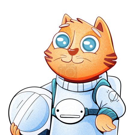 Foto de Astronauta gato carácter ilustración en dibujos animados estilo cómico. - Imagen libre de derechos