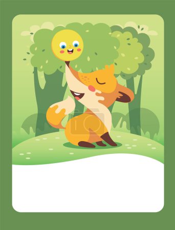 Ilustración de Vector illustration of a sly fox. It can be used as a playing card, for children's development and learning. - Imagen libre de derechos