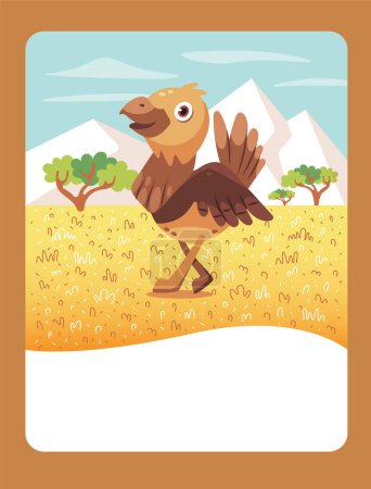 Illustration for Vector illustration of bustard bird. It can be used as a playing card, for children's development and learning. - Royalty Free Image