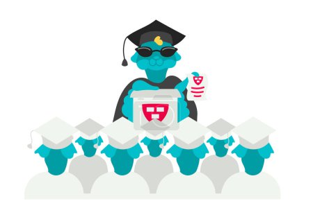 Illustration for Vector character Lama performs at the University on graduation. - Royalty Free Image