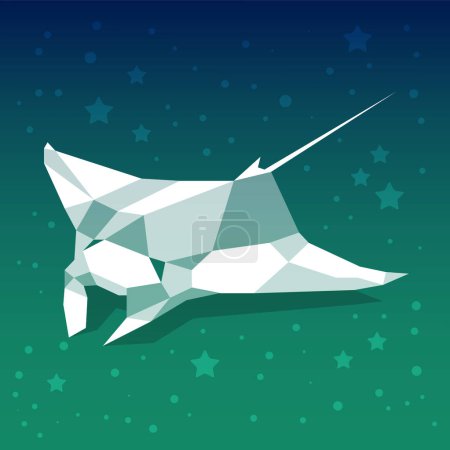 Illustration for Vector image of a manta ray swimming underwater in a polygonal geometric style. Can be used as a print, sticker, illustration, etc. - Royalty Free Image