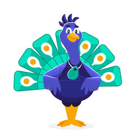 Illustration for Vector character peacock in cartoon style. - Royalty Free Image