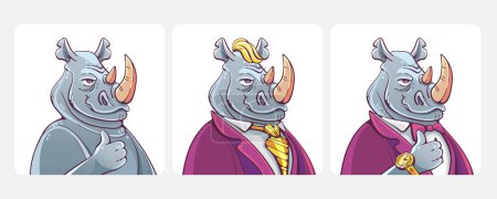 Téléchargez les illustrations : Rhinocéros à caractère vectoriel. Il est dessiné dans un style de bande dessinée. - en licence libre de droit