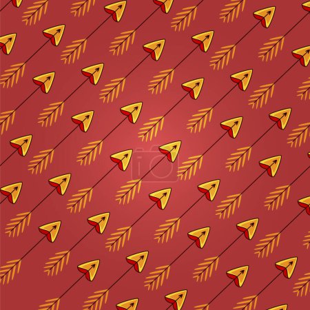 Illustration for Vector background on the theme of an Indian arrow for a bow in red colors in a cartoon style. - Royalty Free Image