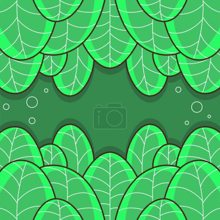 Illustration for Vector background on the theme of green foliage in cartoon comic style. - Royalty Free Image