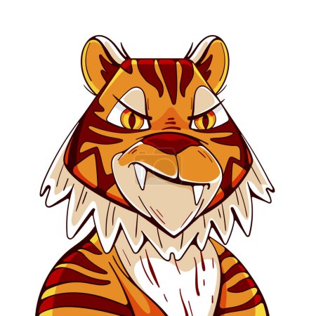 Ilustración de Carácter vectorial tigre en estilo cómico de dibujos animados. - Imagen libre de derechos