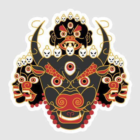 Illustration for Vector image of the Tibetan yidam Yamantaka. This can be used as a game element, avatar, icon, tattoo, etc. - Royalty Free Image