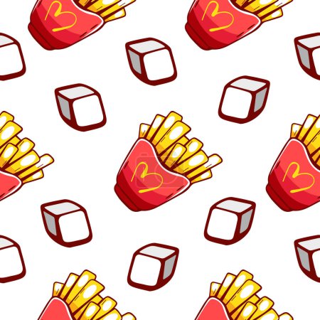 Téléchargez les illustrations : Modèle vectoriel McDonald's frites style dessin animé. - en licence libre de droit