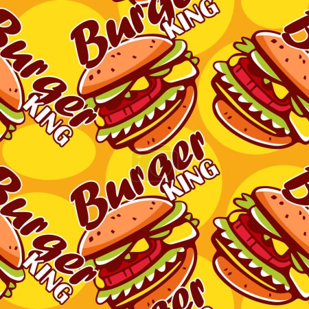 Illustration for Vector pattern of burgers in cartoon style. - Royalty Free Image