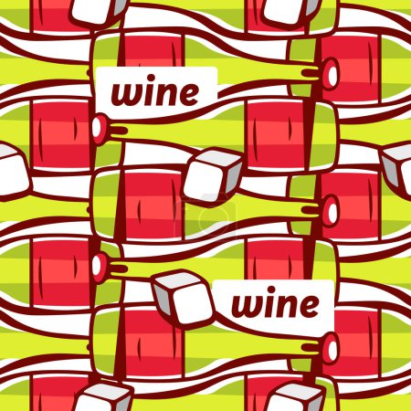 Ilustración de Patrón vectorial de botellas de vino en estilo de dibujos animados. - Imagen libre de derechos
