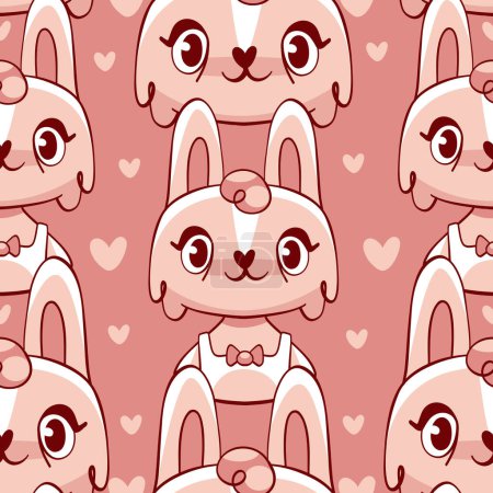 Illustration for Vector pattern of cartoon cute funny rabbit. - Royalty Free Image