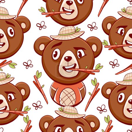 Illustration for Vector pattern of a cute bear in cartoon style. - Royalty Free Image