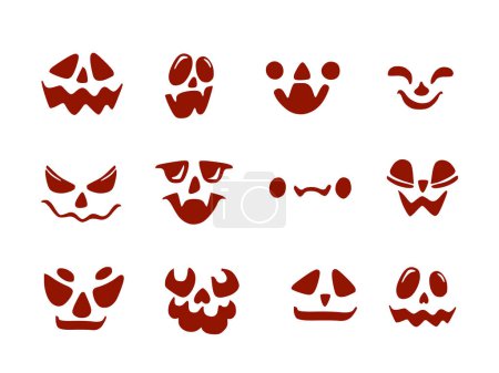 Illustration for Set of vector scary faces in cartoon style. - Royalty Free Image