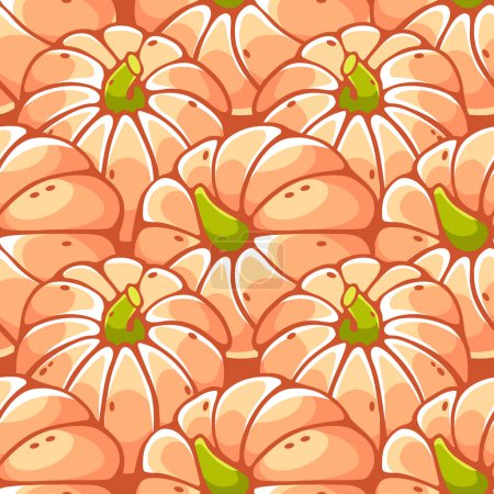 Illustration for Vector pattern on the theme of pumpkins in a cute cartoon style. - Royalty Free Image