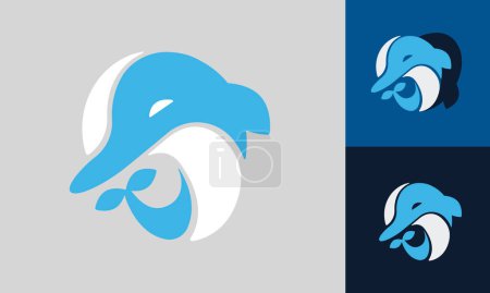 Illustration for Vector logo dolphin in cartoon style. - Royalty Free Image