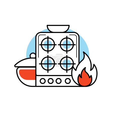 Illustration for Vector kitchen stove icon in flat style. - Royalty Free Image