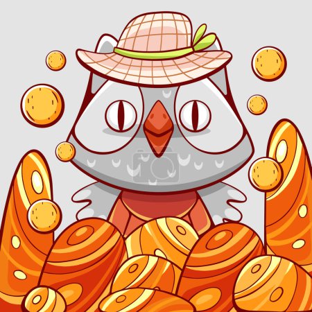 Illustration for Vector cute owl in cartoon style. - Royalty Free Image
