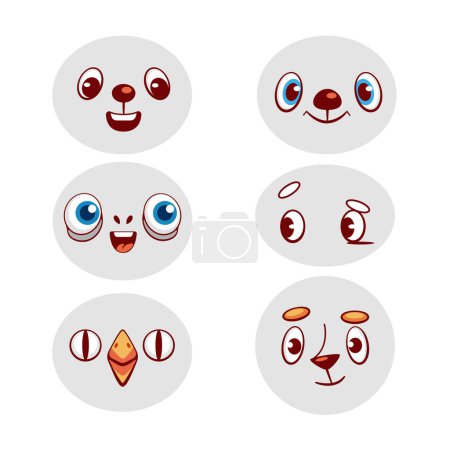 Illustration for Set of vector cute cartoon emotions in doodle style. - Royalty Free Image