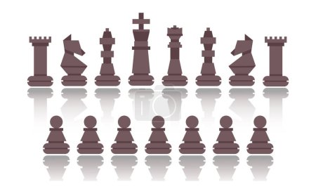 Illustration for Vector set of chess pieces in geometric polygonal style. - Royalty Free Image