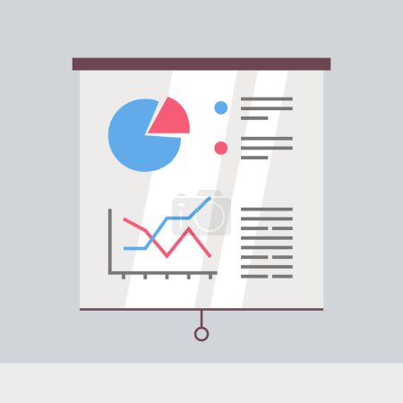 Illustration for Vector illustration of roll up with information, graphs and charts. - Royalty Free Image