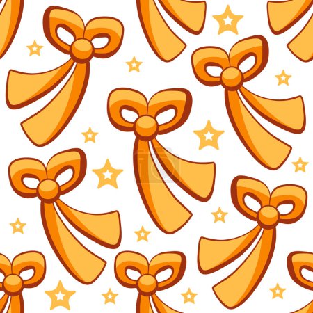 Illustration for Vector pattern with bows in a cute cartoon style. - Royalty Free Image