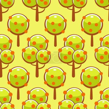 Illustration for Vector pattern with trees in a cute cartoon style. - Royalty Free Image
