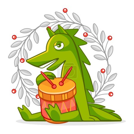 Ilustración de Símbolo vectorial del nuevo año 2024 dragón oriental en estilo de dibujos animados. - Imagen libre de derechos