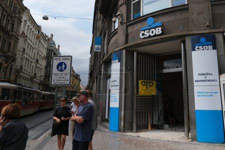 Photo for EXterior view of CSOB bank branch in Prague, Czech Republic on July 27, 2022. - Royalty Free Image
