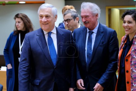 Photo for Antonio Tajani Deputy Prime Minister of Italy arrives to attend in a meeting of EU foreign ministers, at the European Council in Brussels, Belgium on November 14, 2022. - Royalty Free Image