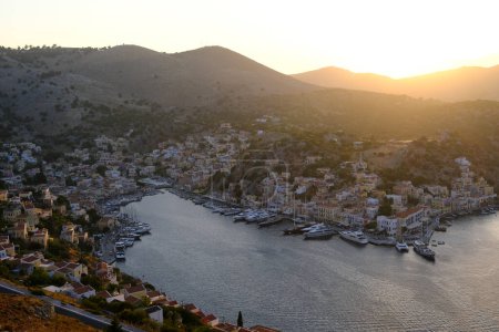 Photo for Panoramic view of harbour of Symi, Greece on August 1, 2022. - Royalty Free Image