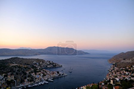 Photo for Panoramic view of harbour of Symi, Greece on August 1, 2022. - Royalty Free Image