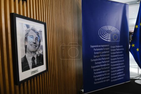 Foto de Tribute to David SASSOLI, former European Parliament President (2019-2022) in European Parliament in Brussels, Belgium on January 11, 2023. - Imagen libre de derechos
