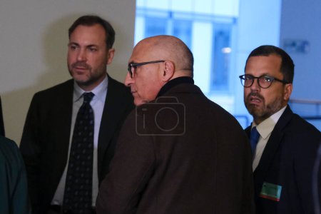 Photo for Italian MEP Andrea Cozzolino arrives at The Committee on legal Affairs before a hearing on Qatargate at the EU Parliament in Brussels, Belgium on January 24, 2023. - Royalty Free Image