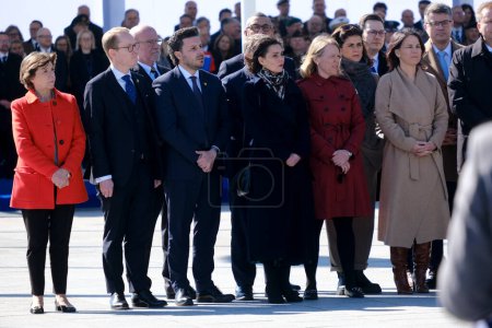 Foto de Los ministros de Asuntos Exteriores llegan para asistir a la ceremonia de adhesión de Finlandia a la OTAN en Bruselas, Bélgica, el 4 de abril de 2023. - Imagen libre de derechos