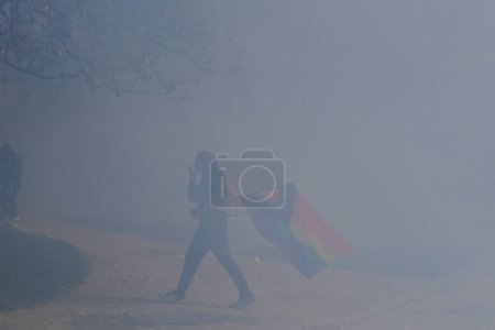 Photo for Riot Police clashed with protesters on the sidelines of the annual May Day (Labour Day) rally, marking International Workers' Day, in Paris on May 1, 2023. - Royalty Free Image