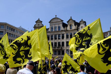 Téléchargez les photos : Manifestation du parti flamand d'extrême droite Vlaams Belang à Bruxelles, Belgique, le 29 mai 2023. - en image libre de droit
