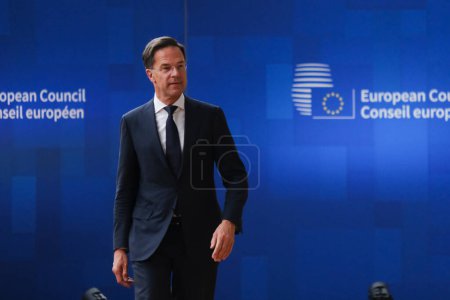 Foto de El primer ministro de los Países Bajos, Mark Rutte, llega a la sede de la UE en Bruselas el 29 de junio de 2023. - Imagen libre de derechos