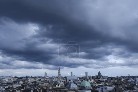 Photo for Panoramic view of Brussels during a cloudy day from new Town Hall, Belgium on July 15, 2023. - Royalty Free Image