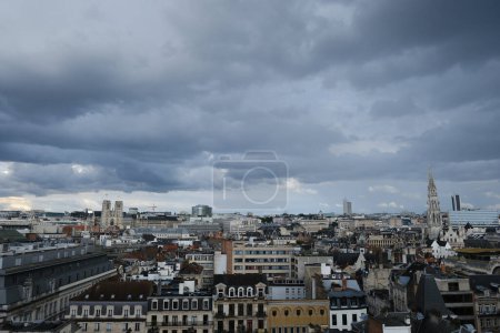 Photo for Panoramic view of Brussels during a cloudy day from new Town Hall, Belgium on July 15, 2023. - Royalty Free Image