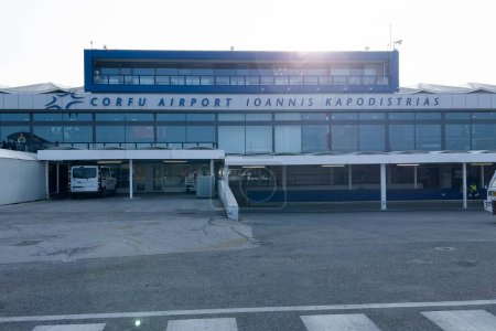 Foto de Aeropuerto Internacional de Corfú, Ioannis Kapodistrias, en Grecia en septiembre 1, 2023. - Imagen libre de derechos