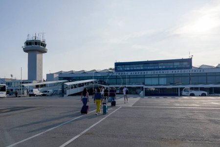 Foto de Aeropuerto Internacional de Corfú, Ioannis Kapodistrias, en Grecia en septiembre 1, 2023. - Imagen libre de derechos